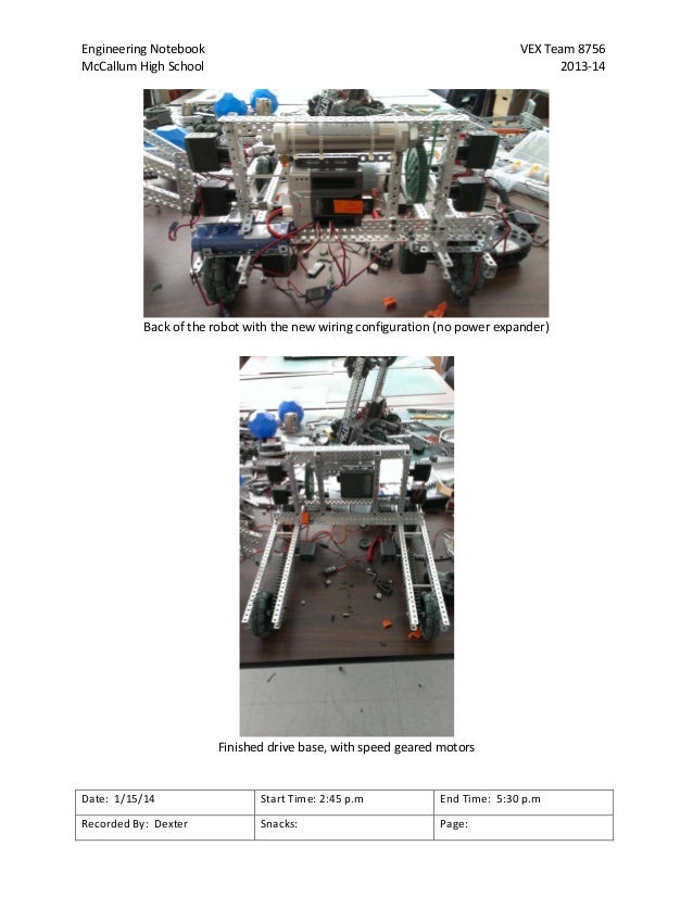 201314 VEX Toss Up Engineering Notebook