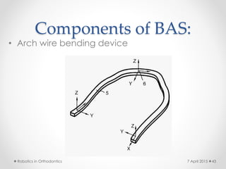 Components of BAS:
• Arch wire bending device
Robotics in Orthodontics 437 April 2015
 