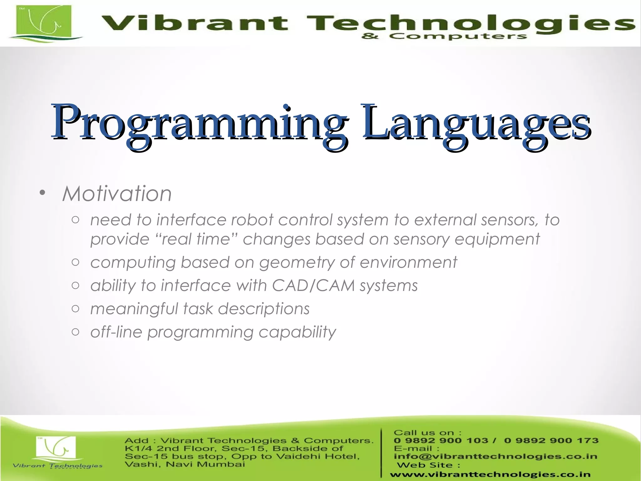 ROBOTIC - Introduction to Robotics | PPT