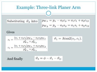Example: Three-link Planer Arm
And finally
Gives
 