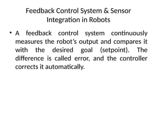 Feedback Control Systems and Sensor Integration in Robotics for ...