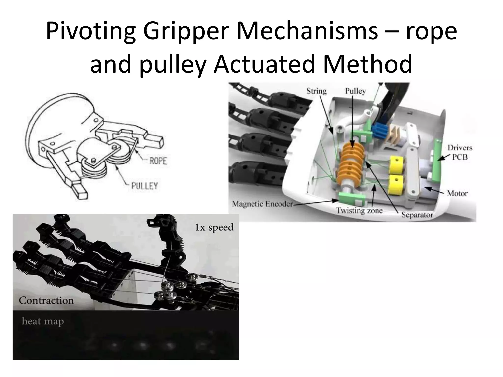 Pivoting Gripper Mechanisms – rope
and pulley Actuated Method
 