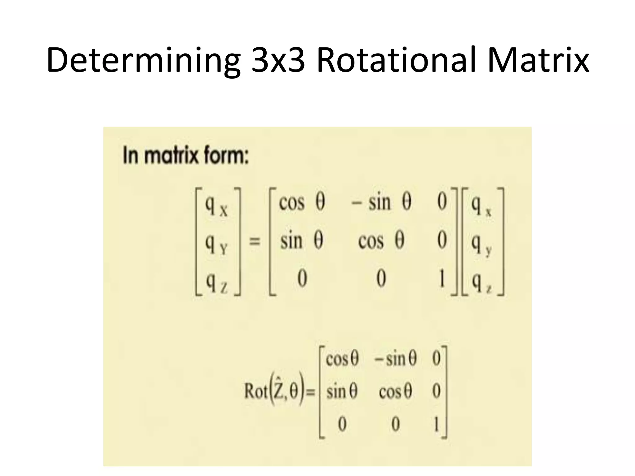 Determining 3x3 Rotational Matrix
 