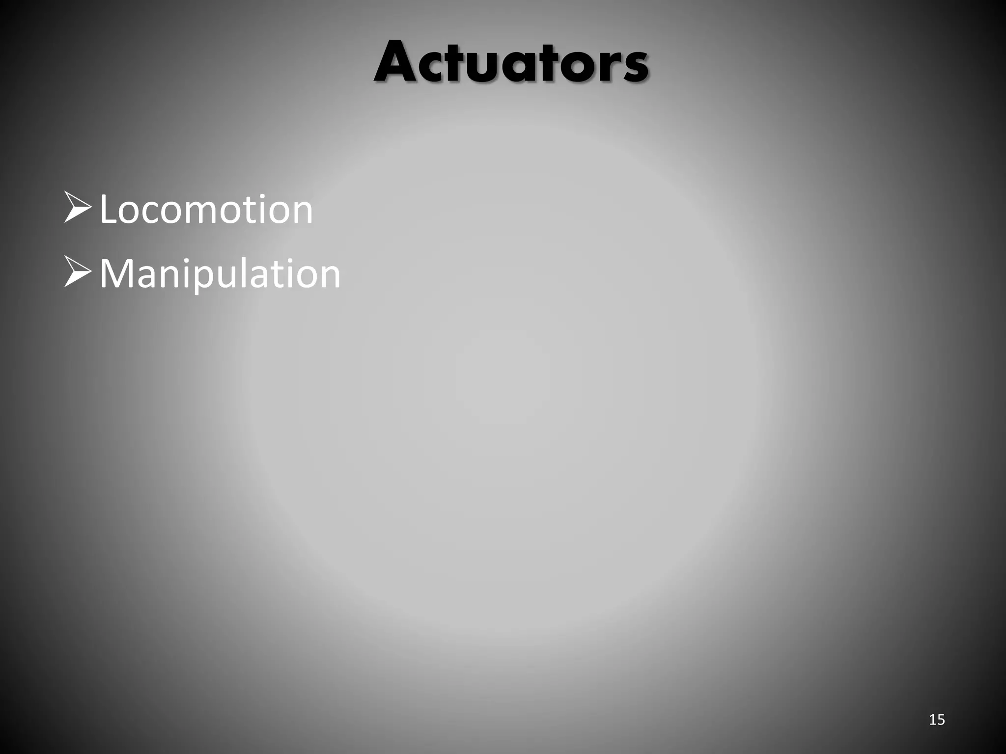 Actuators
Locomotion
Manipulation
15
 