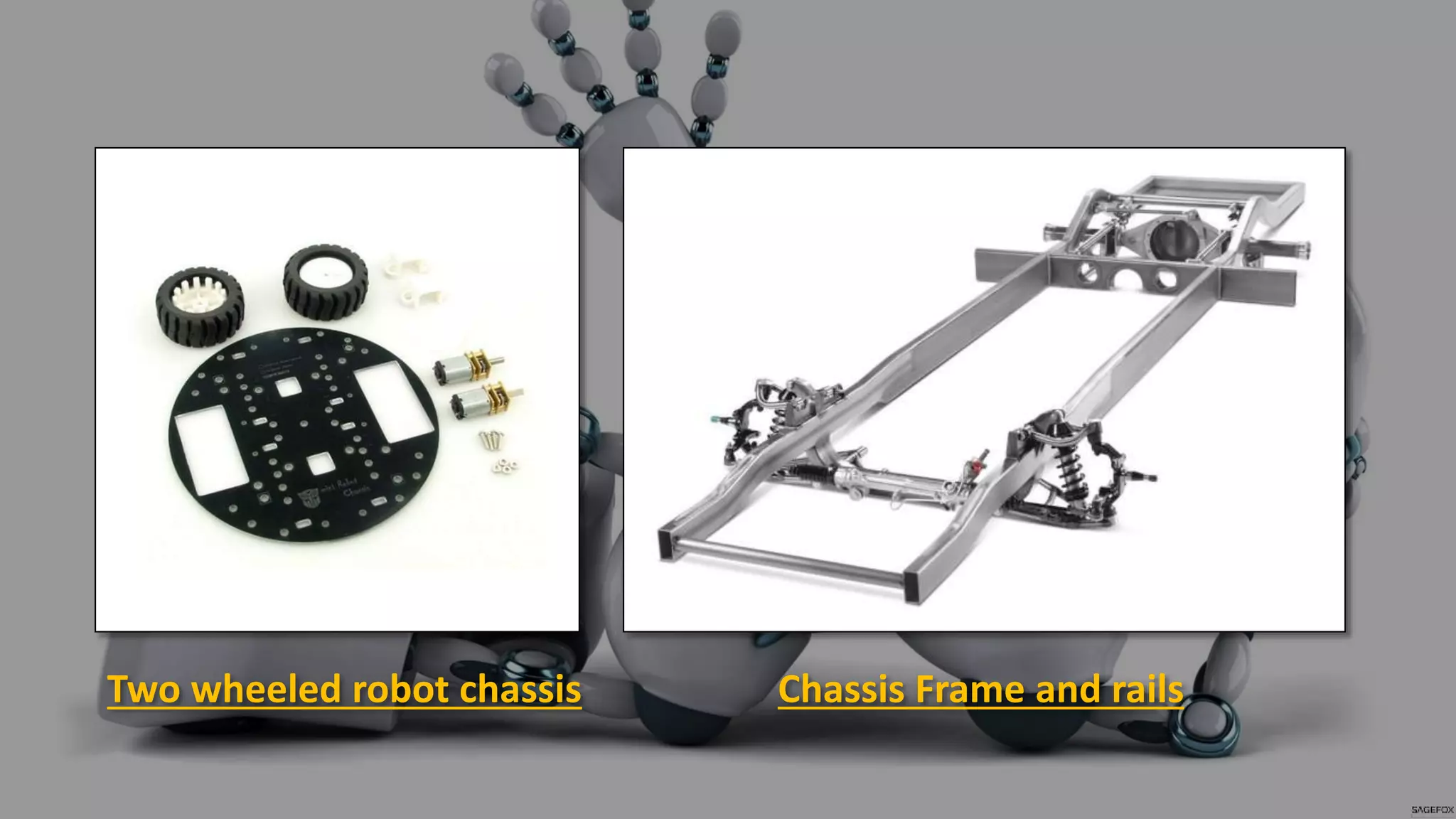 Two wheeled robot chassis Chassis Frame and rails
 