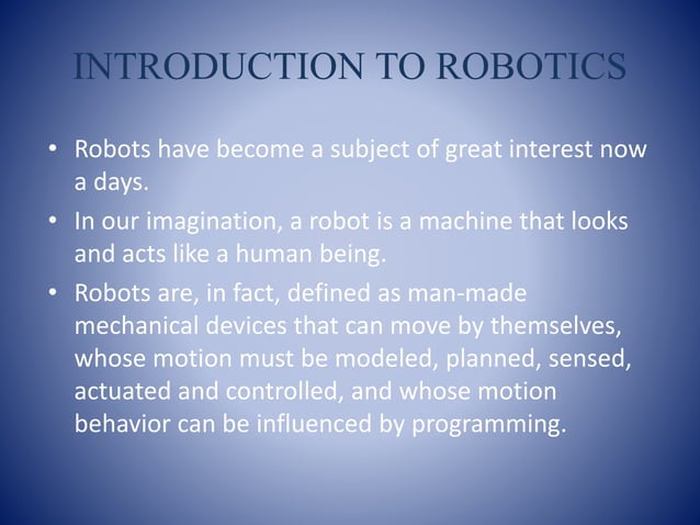 Robotics seminar ppt | PPTX