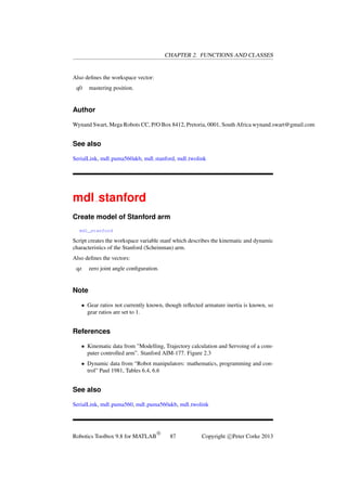 Robotics Toolbox for MATLAB (Relese 9) | PDF