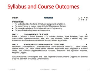 Robotics Syllabus Robotics unit4 slides | PDF