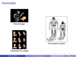 Humnoïde




           Robot visage




                                               P3 et Asimo, Honda


      Expression du visage

   D. Daney INRIA            Cours Robotique                    200x   37 / 165
 