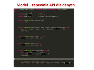 Model – zapewnia API dla danych
 