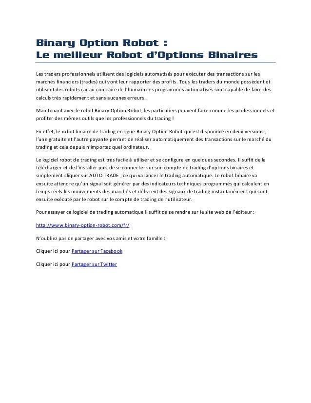 Trade automatique option binaire