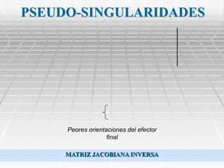 PSEUDO-SINGULARIDADES




     Peores orientaciones del efector
                   final

     MATRIZ JACOBIANA INVERSA
 