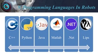 9. Programming Languages In Robots
C++ Python Java Matlab .Net Lips
 