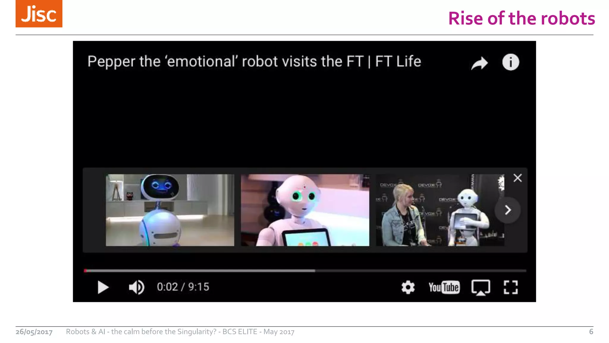 Rise of the robots
6Robots & AI - the calm before the Singularity? - BCS ELITE - May 201726/05/2017
 