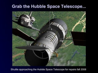 Grab the Hubble Space Telescope...
Shuttle approaching the Hubble Space Telescope for repairs fall 2008
 