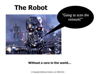 The Robot
Without a care in the world…
© Copyright Defensive Intuition, LLC 2004-2015
“Going to scan the
network!”
 