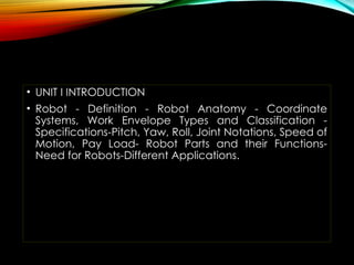 Robot - Definition - Robot Anatomy - System | PPTX