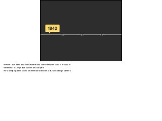 1842
-Before I was born and before there was user interfaces but it’s important

-Mattered for things like spoons and carpets

-First design patent law to diﬀerentiate between utility and design patents
 