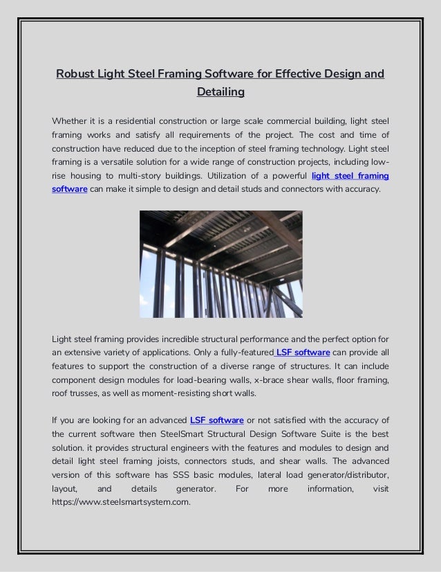 Robust Light Steel Framing Software For Effective Design And Detailing