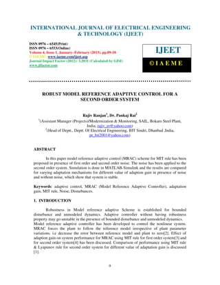 Robust model reference adaptive control for a second order system 2 | PDF