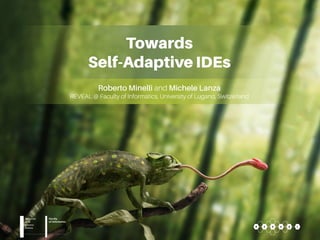 Towards
Self-Adaptive IDEs
Roberto Minelli and Michele Lanza
REVEAL @ Faculty of Informatics, University of Lugano, Switzerland
R E V E A L
Università
della
Svizzera
italiana
 