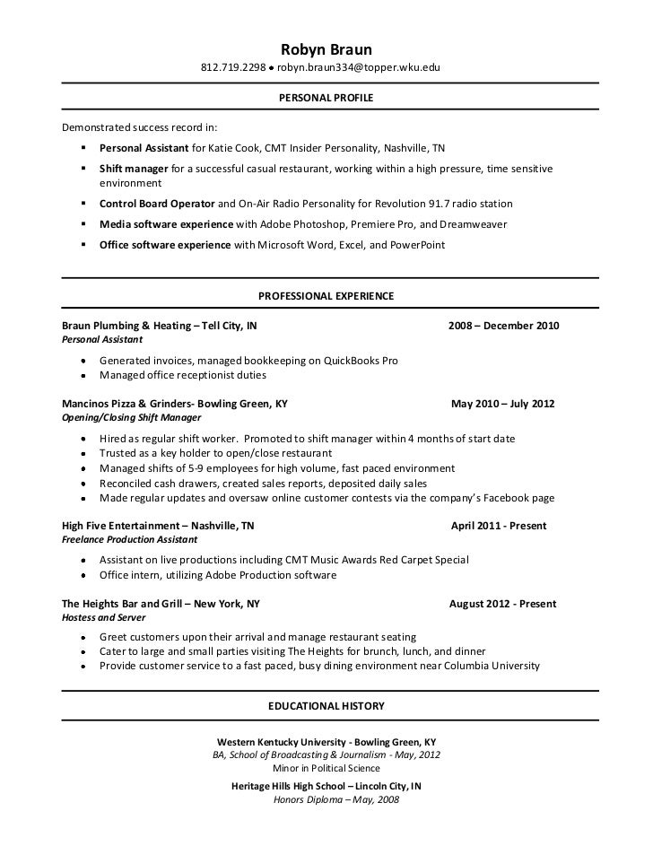 Robyn Braun's Resume