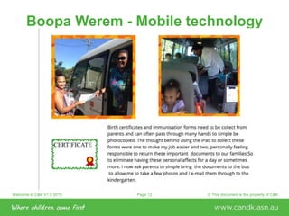 Welcome to C&K V1.0 2015 © This document is the property of C&KPage 12
Boopa Werem - Mobile technology
 