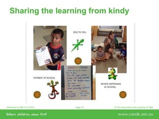 Welcome to C&K V1.0 2015 © This document is the property of C&KPage 15
Sharing the learning from kindy
 