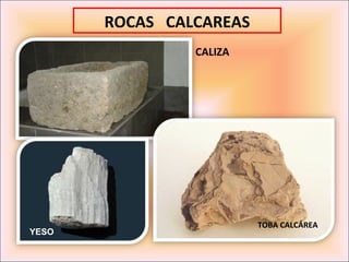 ROCAS CALCAREAS
                CALIZA




                         TOBA CALCÁREA
YESO
 