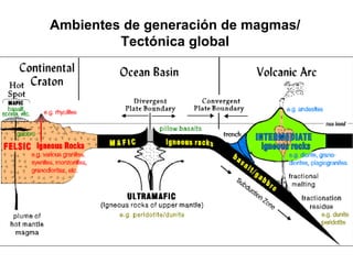 Ambientes de generación de magmas/
Tectónica global
 