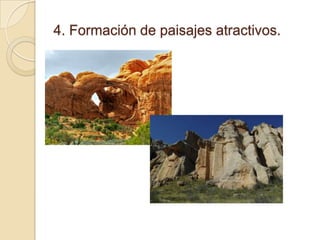 4. Formación de paisajes atractivos.
 