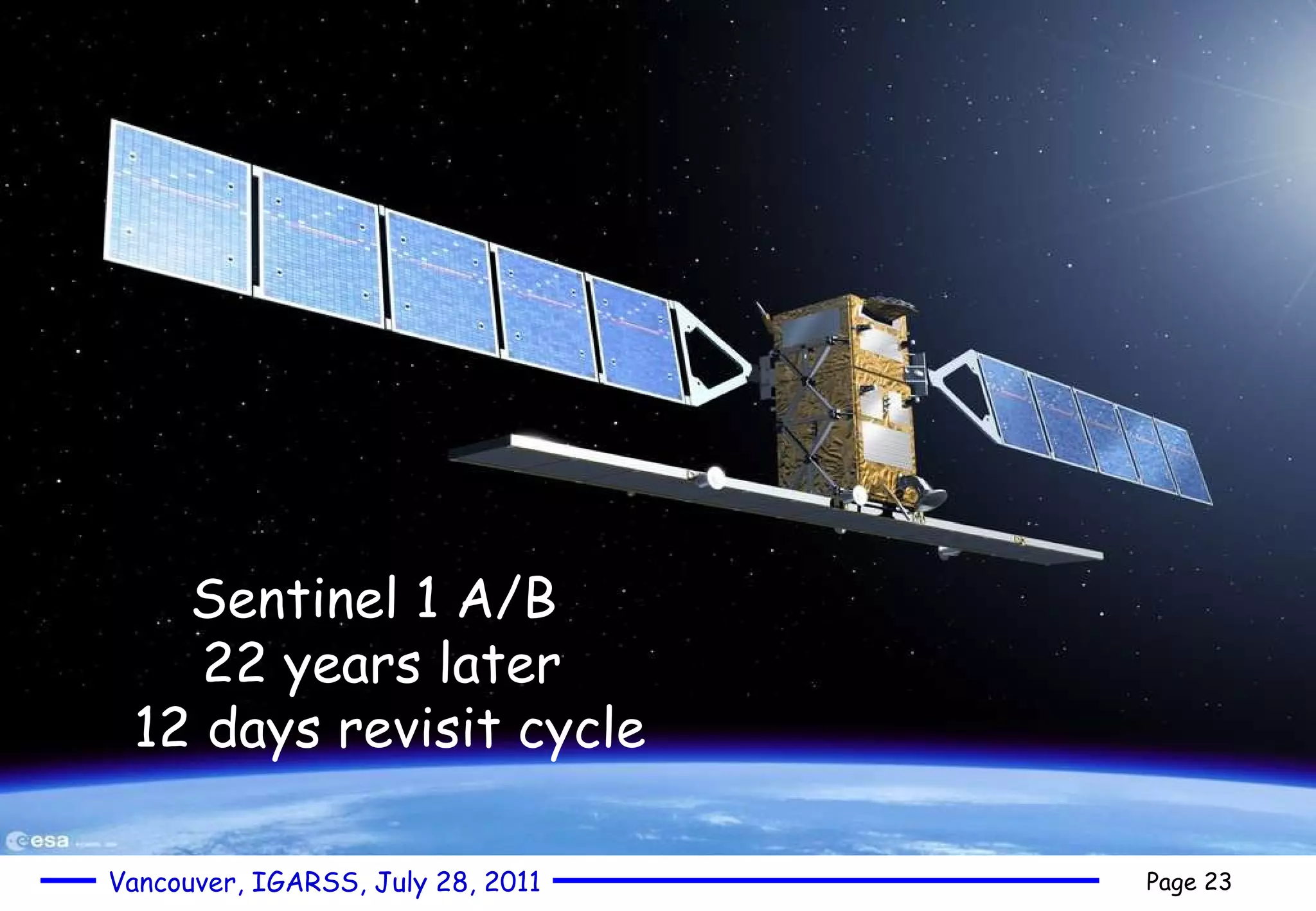 Sentinel 1 A/B  22 years later  12 days revisit cycle  