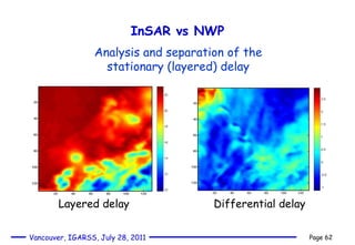 InSAR vs NWP Analysis and separation of the stationary (layered) delay Layered delay Differential delay 