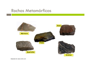 Rochas Metamórficas




Adaptado de: www.cien/c.com   
 