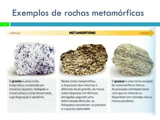 Exemplos de rochas metamórficas 
