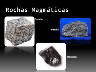 Textura das Rochas MagmáticasRochas PlutónicasTextura Holocristalina ou Fanerítica:quando toda a massa do magma se transforma em cristais de dimensões pouco diferentes e visíveis à “vista desarmada”. 