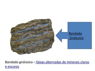 Rochas metamórficas     MetamorfismoArgilito (rocha sedimentar)Xisto (rocha metamórfica Quando é exposto ao metamorfismo, o argilito transforma-se em xisto