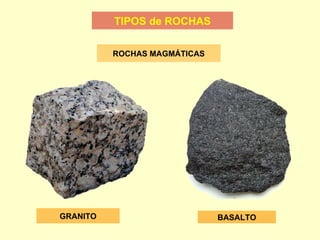 TIPOS de ROCHAS ROCHAS MAGMÁTICAS GRANITO BASALTO 