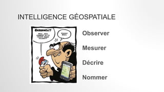 INTELLIGENCE GÉOSPATIALE
Observer
Mesurer
Décrire
Nommer
 