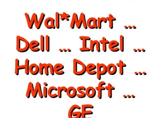 Flat as a Pancake (Or Worse) Wal*Mart … Dell … Intel … Home Depot … Microsoft … GE 