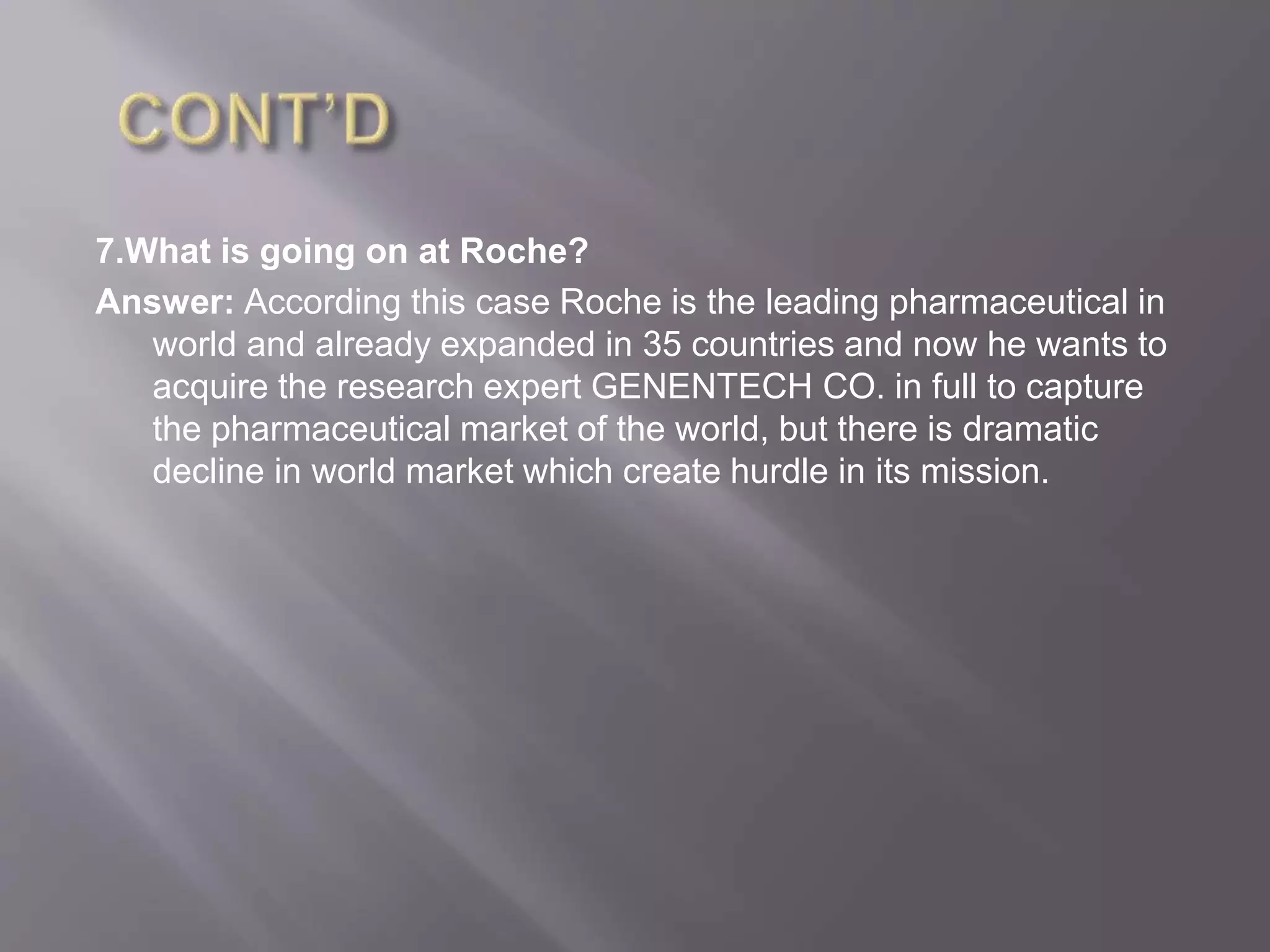 Roche holding AG: Genentech Acquisition | PPTX