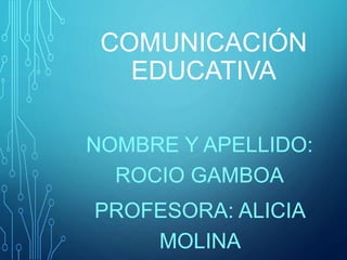 COMUNICACIÓN
EDUCATIVA
NOMBRE Y APELLIDO:
ROCIO GAMBOA
PROFESORA: ALICIA
MOLINA
 