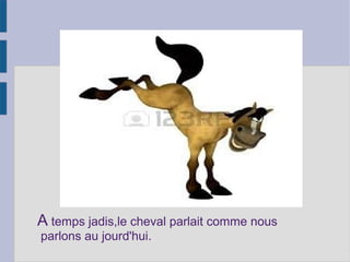 A temps jadis,le cheval parlait comme nous
parlons au jourd'hui.
 