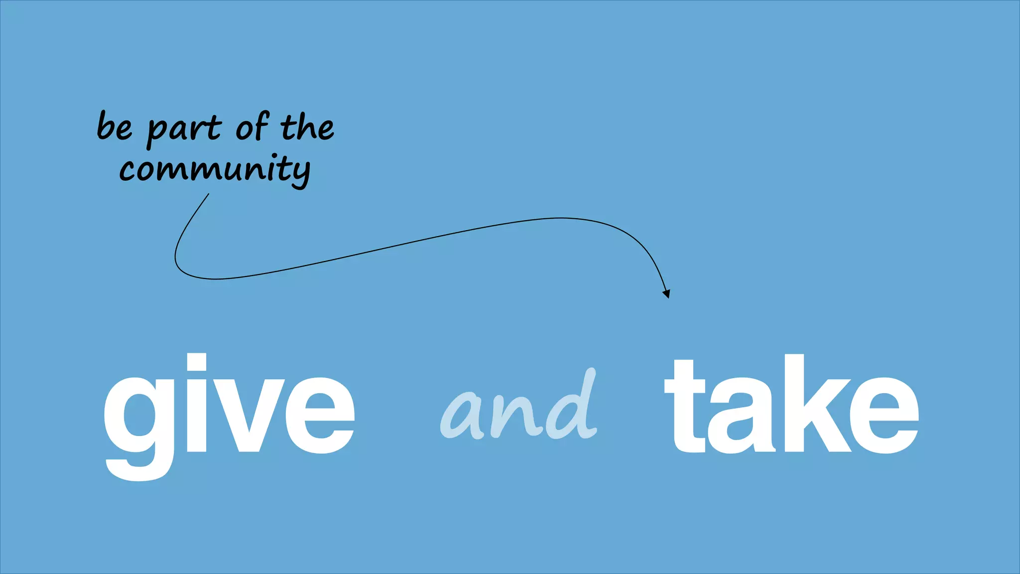 give takeand
be part of the
community
 
