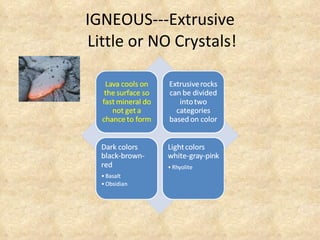 IGNEOUS---Extrusive Little or NO Crystals!