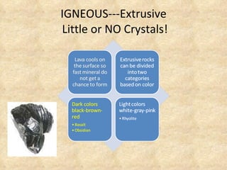 IGNEOUS---Extrusive Little or NO Crystals!