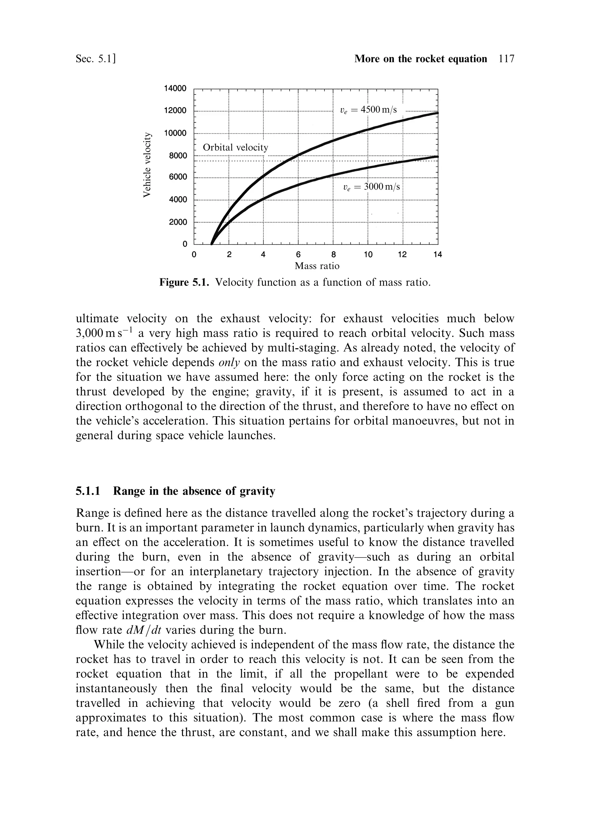 108   Solid propellant rocket motors                                                  [Ch. 4

                                               Material burning away




             Hot gas

                                                                       Steel casing




                        Insulating layer                  Layers of
                          of cool gas                 ablative insulator
                                Figure 4.3. Thermal protection.


the heat reaches the structural material and the component fails. The time can be
extended by including one or more heat sinks in the construction. These are thick
pieces of metal with a high thermal capacity, which are used locally to slow down the
rise in temperature of a sensitive component. They cannot be used for casings, but
are often used in nozzle throats in which the sensitive structural components are
smaller.
    The propellant is generally cast or extruded into the required shape, and is then
inserted into the chamber and bonded to the wall. The end faces of the chargeÐ
which should not burnÐare coated with an insulating inhibitor, and the other
surfaces of the chamber are insulated as described.
     These activities are much easier if the motor is made in sections, and large ones
may consist of several identical cylindrical sections as well as the top cap and the rear
section containing the nozzle. The grain is cast in identical forms to match the
sections, and each form is separately case-bonded into its section. For very large
boosters the grain is cast directly into the casing section after the insulation is
installed. The sections are then joined together to make the complete booster. This
technique is not used for third stages or orbital change boosters in which the mass
ratio advantage of a quasi-spherical shape for the motor is paramount; here the grain
is formed as a unit and bonded into the case. These types of motor often have carbon
®bre reinforced plastic (CFRP; called graphite reinforced plastic (GRP) in the
United States) walls to improve the mass ratio.
 