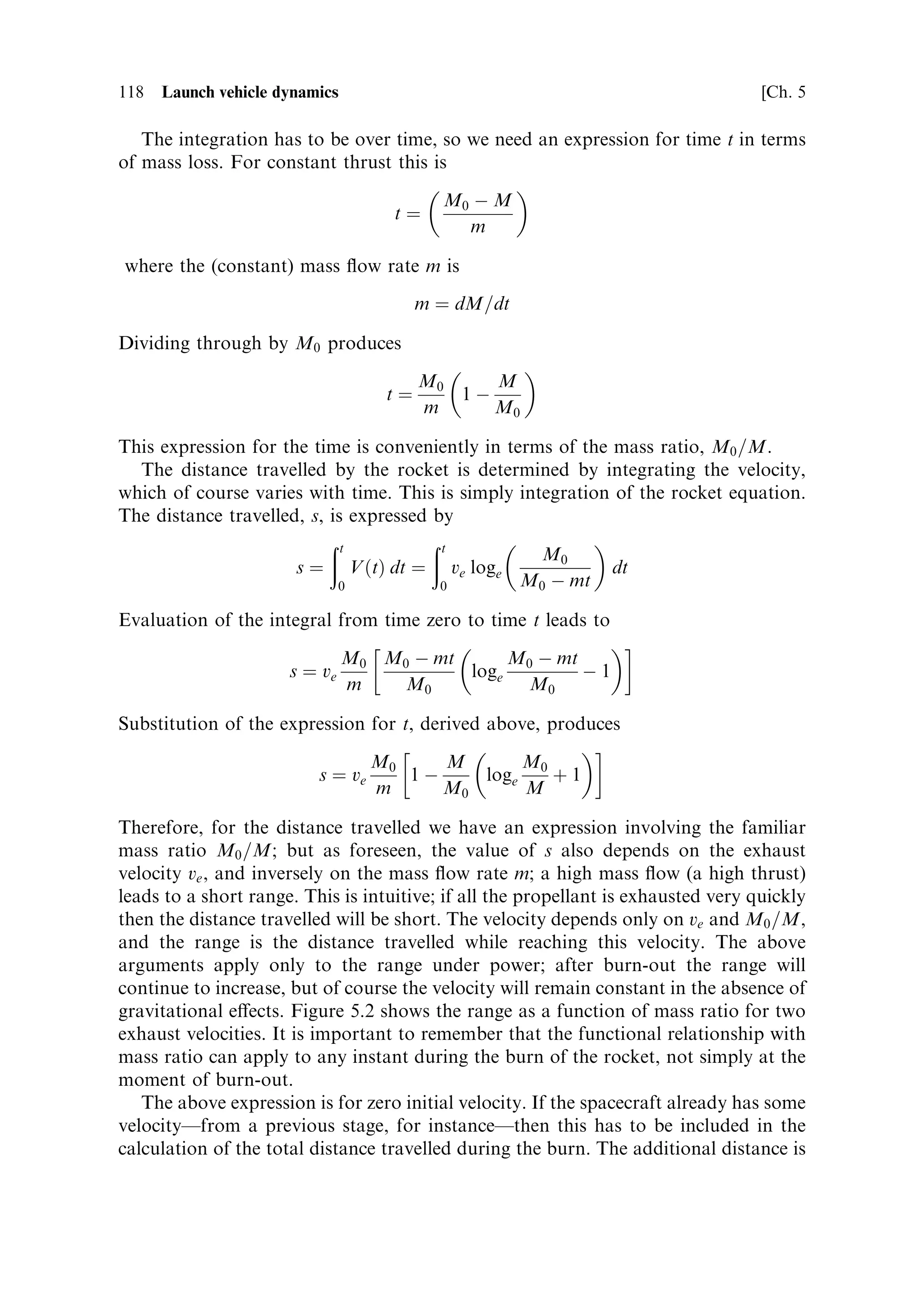 Sec. 4.4 ]                                   4.4 Integrity of the combustion chamber 109


4.4.2    Inter-section joints
The joints between sections have to be gas tight, and they also have to transmit the
forces arising from the high thrust of the boosters. The combustion pressure of
50 bar is sucient to cause some deformation of the cylindrical sections, and the
joints must be proof against this. The forces involved are testi®ed to by the large
number of fasteners obvious when looking at a booster. Each section case is a
cylinder with the wall as thin as possible (about 12 mm) to minimise mass. At each
end there has to be a sturdy ¯ange to take the fasteners and to properly transmit the
forces to the cylindrical wall. Turning the whole section from solid material is a safe
approach, but is costly, and other methods of forming the ¯angesÐsuch as ¯ow
turningÐcan be employed.
   There are two kinds of joint between sections: the factory joint and the ®eld joint.
The factory joint is assembled before the charge is installed, and results from the
need to make up large booster casings from steel elements of a manageable size.
These joints can be protected by insulation before the grain is installed, and are
relatively safe. The ®eld joint is so called because it is made `in the ®eld'Ðthat is, at
the launch siteÐand is used because of the impossibility of transporting and
handling a complete booster. Field joints allow the booster to be assembled from
ready-charged sections, more or less at the launch pad. They have two safety issues:
they are made under ®eld conditions away from the factory; and they cannot be
protected with insulation in the same way as a factory joint, because the two faces of
the propellant charge come together on assembly, and access to the inner surface of
the joint is impossible
   The simplest pressure seal is an `o'-ring located in a groove in one ¯ange, and
clamped by the surface of the mating ¯ange. This is a well tried and reliable seal, but
requires very sti€ and heavy ¯anges otherwise the ¯exing of the structure under
thrust could open the seal. Organic seals like `o'-rings are generally not resistant to
high temperature, and should be protected. This is all the more dicult because at
the junction of two sections in a large motor, such as a ®eld joint, the grain is not
continuous, so that it is possible for hot gases to reach the intersection joint in the
casing. In general, for a simple solid-fuelled rocket the thrust acts axially, and so the
loads on the joints are even and the e€ect is to close the joint even more ®rmly. For
strap-on boosters there is the possibility of a bending load caused by the asymmetry
of the structure. Simple face joints are used quite safely in solid-fuelled rockets,
although with strap-on boosters a di€erent joint is required.
   To reduce mass and to give some protection from ¯exing, overlap joints are used
between sections. By overlapping the joints the pressure in the motor compresses the
`o'-ring seals, while ¯exure can cause only small transverse movements of the joint
faces.
   It is essential that the casing is gas-tight at the operating pressure of 50±60 bar, as
any leakage would allow hot gas to reach sensitive components. Being organic, `o'-
rings cannot withstand even moderately high temperatures, and should be kept
within a reasonable range around room temperature. They cannot be exposed to the
hot combustion products, and a thermal barrier has to be placed between the hot
 