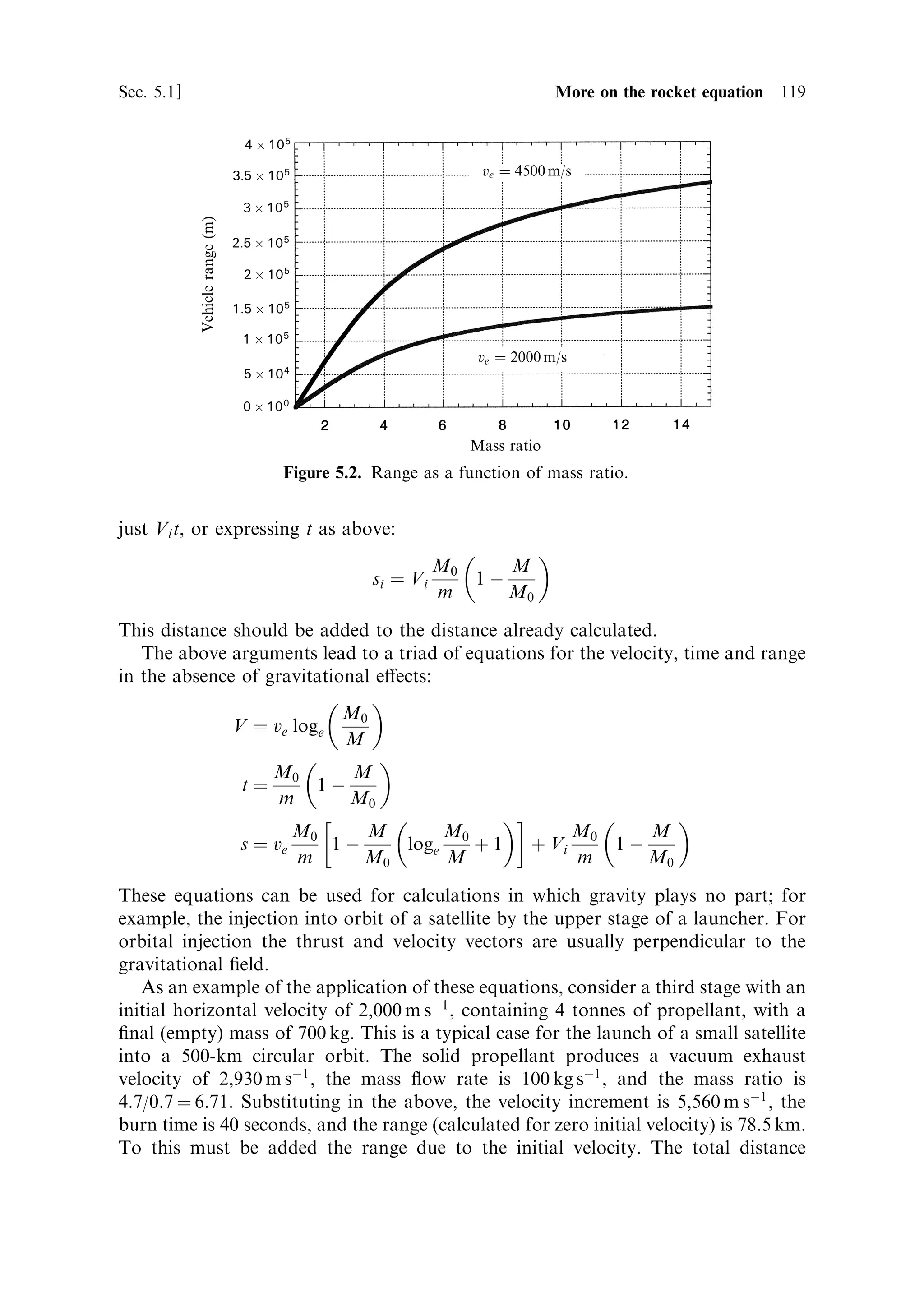 110     Solid propellant rocket motors                                               [Ch. 4

gases and the sealÐit does not form a seal itself and is simply there to protect the `o'-
ring. Typically this thermal barrier is a ¯exible silicone sealant or thermal `putty'.
Provided the seal is intact, then a small amount of gas leaks past the thermal
protection and equalises the pressure. This small amount of gas cools and does no
harm to the pressure seal. While the thermal protection remains intact, the `o'-rings
are safe, but if either the sealant leaks or the `o'-ring leaks then the joint can fail. If
the sealant leaks then hot gas can reach the `o'-ring and cause it to scorch or melt. If
the `o'-ring leaks, then the cool gas supporting the sealant leaks away, and the
sealant ¯ows, which again may allow hot gas to reach the `o'-ring.
   This kind of failure caused the loss of Challenger. An external temperature a little
above 0 C may have caused the `o'-ring in the aft ®eld joint to become sti€, and
unable to follow the movements of the opposing ¯anges so as to remain leak-tight.
Hot gas leaked past the thermal putty and destroyed part of the `o'-ring. High-
temperature combustion products then escaped and damaged the main propellant
tank containing liquid hydrogen and liquid oxygen. The loss of the Space Shuttle
and of seven lives then became inevitable.
   The joint was redesigned after the disaster, both to eliminate the thermal putty by
replacing it with a rubber `J' seal, and to use three `o'-rings in series. The `J' seal is
con®gured to seal more tightly when the internal pressure rises. It is interesting to
contemplate that rubber and silicone rubberÐboth of which are used domesticallyÐ
can, under the right circumstances, resist the most undomestic temperatures and
pressures.

4.4.3     Nozzle thermal protection
The nozzle and throat are protected from the heat of the exhaust by using similar
techniques to those used to protect the casing. Here the problem is more severe
because of the high velocity of the exhaust gases. The main structure of the throat
and nozzle is made of steel, but many layers of ablative insulator are applied to the
inside. A heat sink is also used at the throat to reduce the transfer of heat to the steel
structure. Most of the thrust is developed on the walls of the nozzle, and so the
structure needs to remain within its service temperature until burn-out. Ablation,
heat di€usion into the heat sink, and the thermally insulating properties of the throat
lining keep the steel cool long enough to do its job. After burn-out it does not matter
if the outer structure becomes too hot. It is worth mentioning that without such a
lining the steel would reach its melting point in less than one second, but the lining
prolongs this by a factor of about 200.


4.5     IGNITION

Solid motors are used for two applications, both of which require ignition which is as
stable and reliable as for a liquid-fuelled engine. The main propulsion unit for a
rocket stage or satellite orbital injection system requires timely ignition in order to
achieve the eventual orbit. A booster forms one of a group of motors which must
 