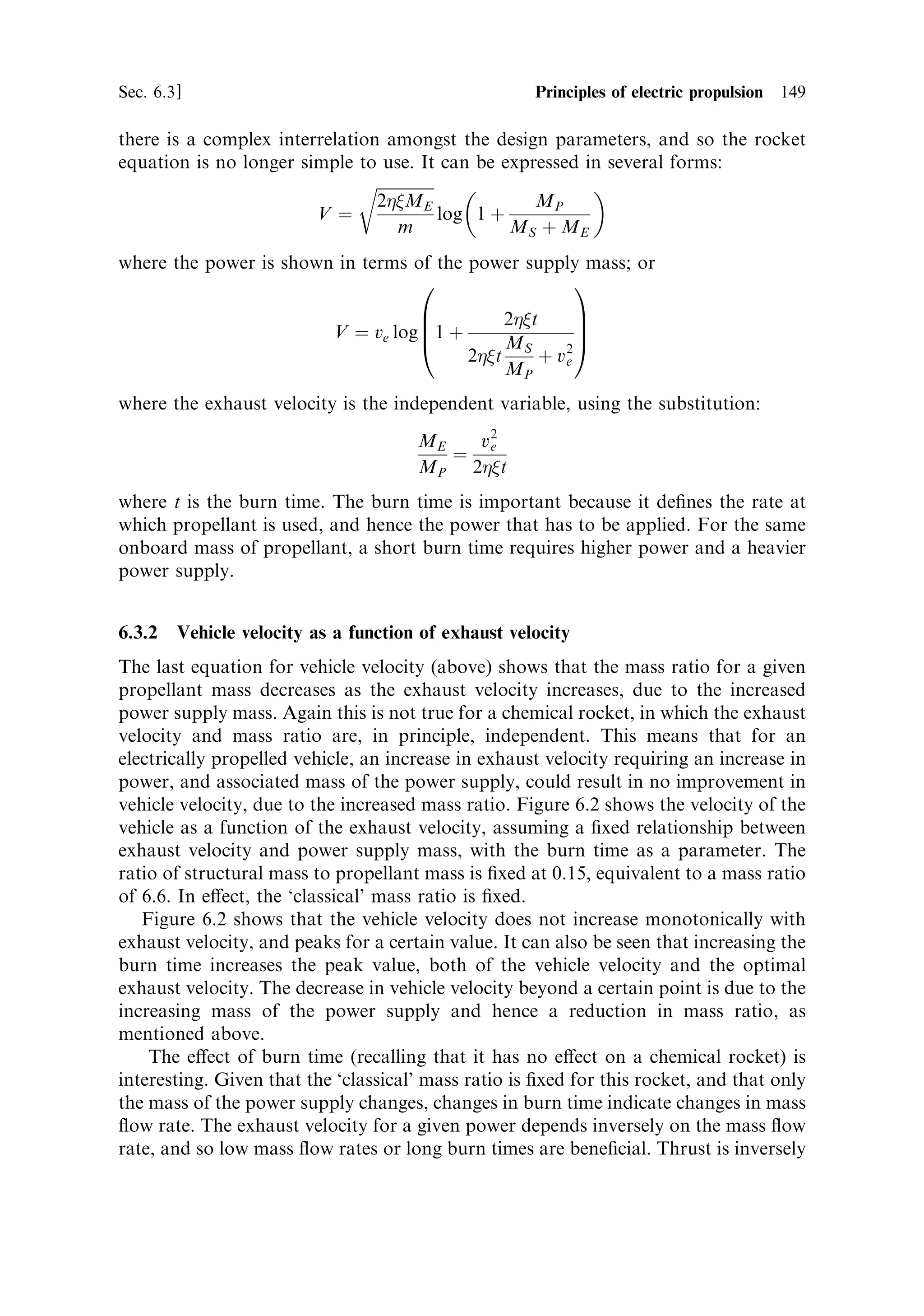 140   Launch vehicle dynamics                                                                                                       [Ch. 5




                                                                                                                           Altitude (km/10)
                                                                                   Altitude




                                                                                                                            Velocity (m/s)
              Acceleration (g)




                                                            2nd
                                                            stage
                                            1st
                                            stage                                        Velocity


                                                                                                    3rd
                                                                                                    stage
                                                                    Acceleration



                                                                             Time (s)
                                       Figure 5.10. Velocity, acceleration and altitude as functions of time.



                                                                                   2nd stage
       Dynamic pressure (Pa Â 10 5 )




                                                                                     Pitch angle




                                                                                                                Pitch angle (deg)
                                                    1st
                                                    stage

                                                            Dynamic pressure




                                                                             Time (s)
                                       Figure 5.11. Dynamic pressure and pitch angle as functions of time.


burn-out of the main motor of stage 1; the pitch angle is then 58 degrees. Note that
the acceleration remains more or less constant during the ®rst stage ¯ight. This is the
result of drag (proportional to V 2 ) in the lower part of the atmosphere, cancelling
the e€ect of the reducing mass of the rocket.

Second stage
After ®rst-stage separation there is a short coast phase, during which the velocity
drops. Following second-stage ignition, the acceleration can be seen to increase
 